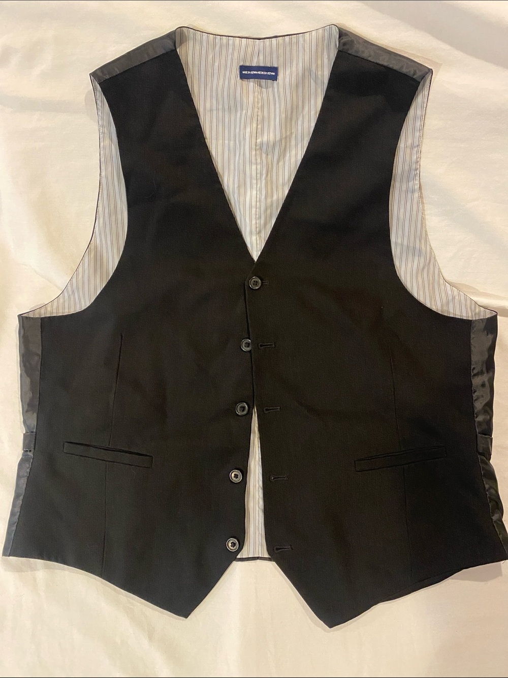 Stafford Black Men's Dress Vest with Pinstripe Lining L